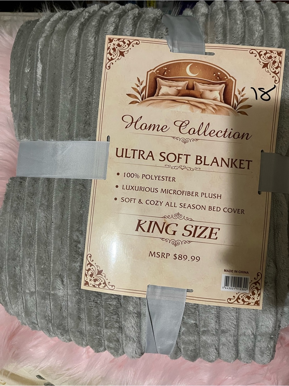 Home Collection Plush Ribbed Throw Blanket - Light Gray
